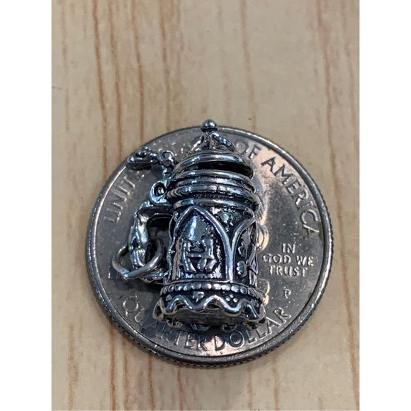 .925 Vintage Beer Stein Sterling Silver Jewelry Charm - Picture 2 of 5